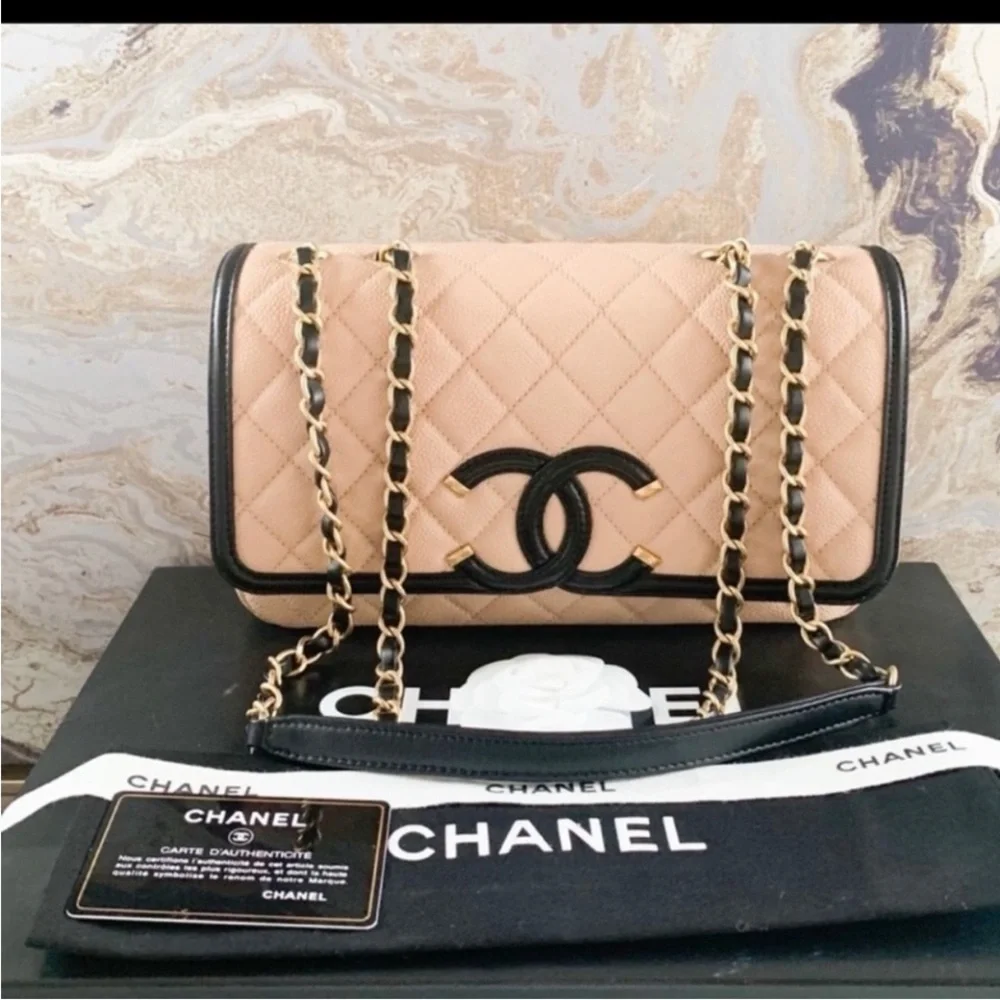 Authentic Chanel Medium Filagree Quilted Leather Bag